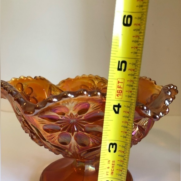 Pedestal Fruit Bowl - Marigold Carnival Glass - Picture 7 of 8